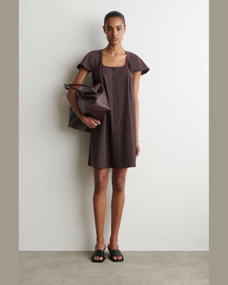 COS Minikleid Aus Baumwolle Mit Ausgestellten Ärmeln Braun