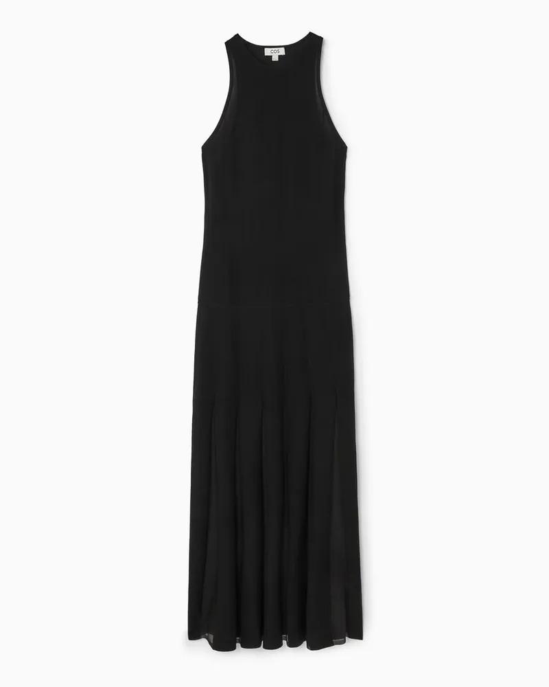 COS Maxikleid Mit Racer-Ausschnitt Und Falten Schwarz