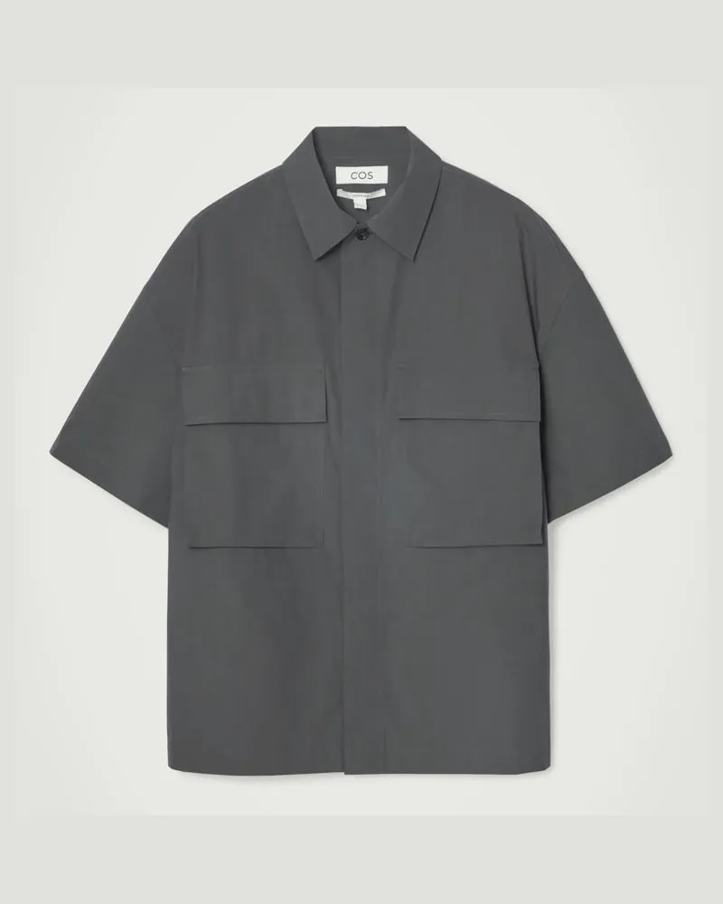 COS Kurzärmliges Utility-Hemd Mit Oversized-Passform Grau