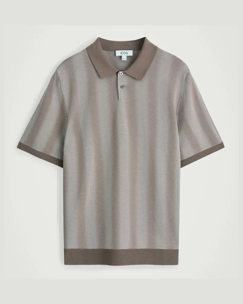 COS Strick-Poloshirt Mit Diffusen Streifen Braun