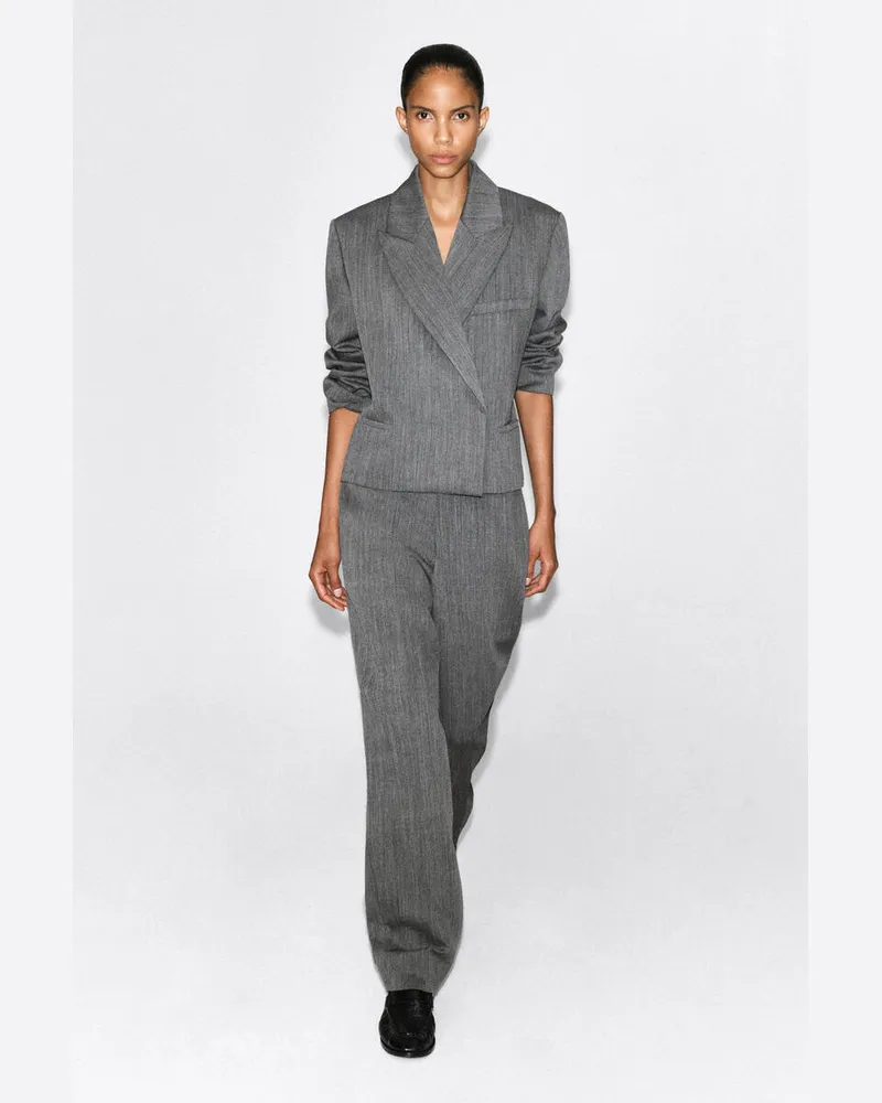 COS Elegante Hose Aus Wolle Mit Geradem Bein Grau
