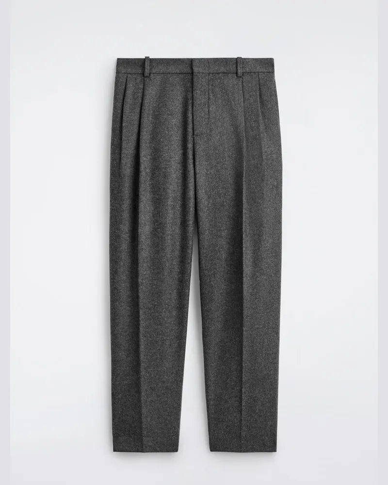 COS Pleated Wool Straight-Leg Trousers Grau