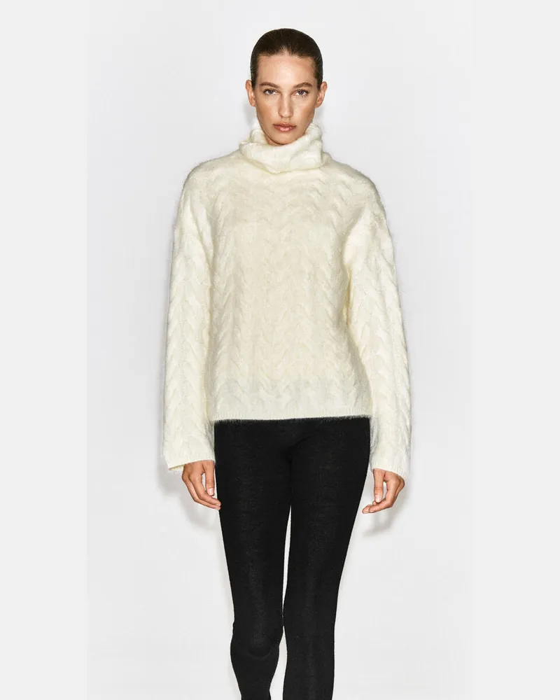 COS Pullover Aus Reinem Gebürstetem Kaschmir Weiß