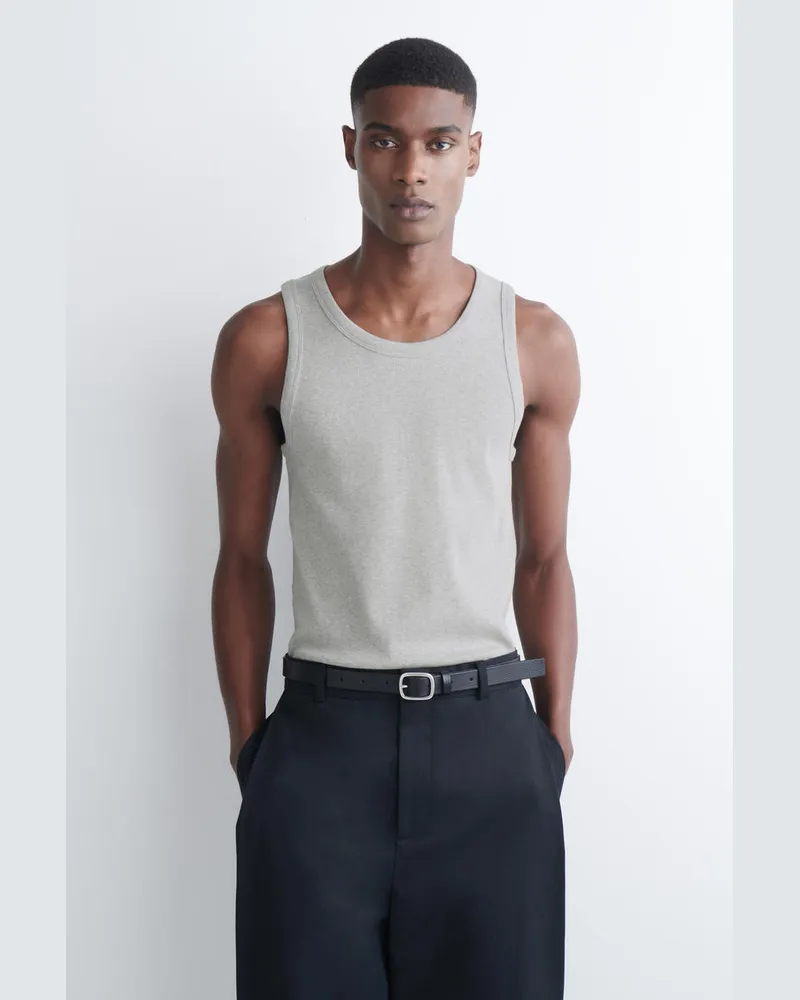 COS Schmales Geripptes Tanktop Aus Baumwolle Grau