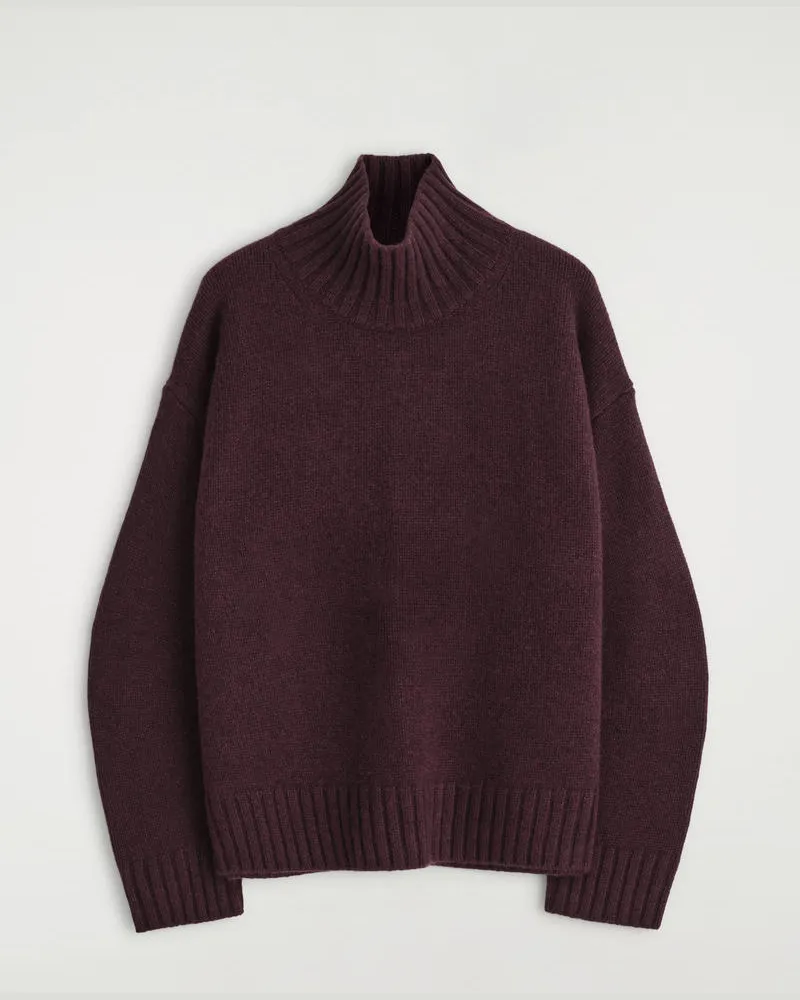 COS Kaschmirpullover Mit Stehkragen Rot