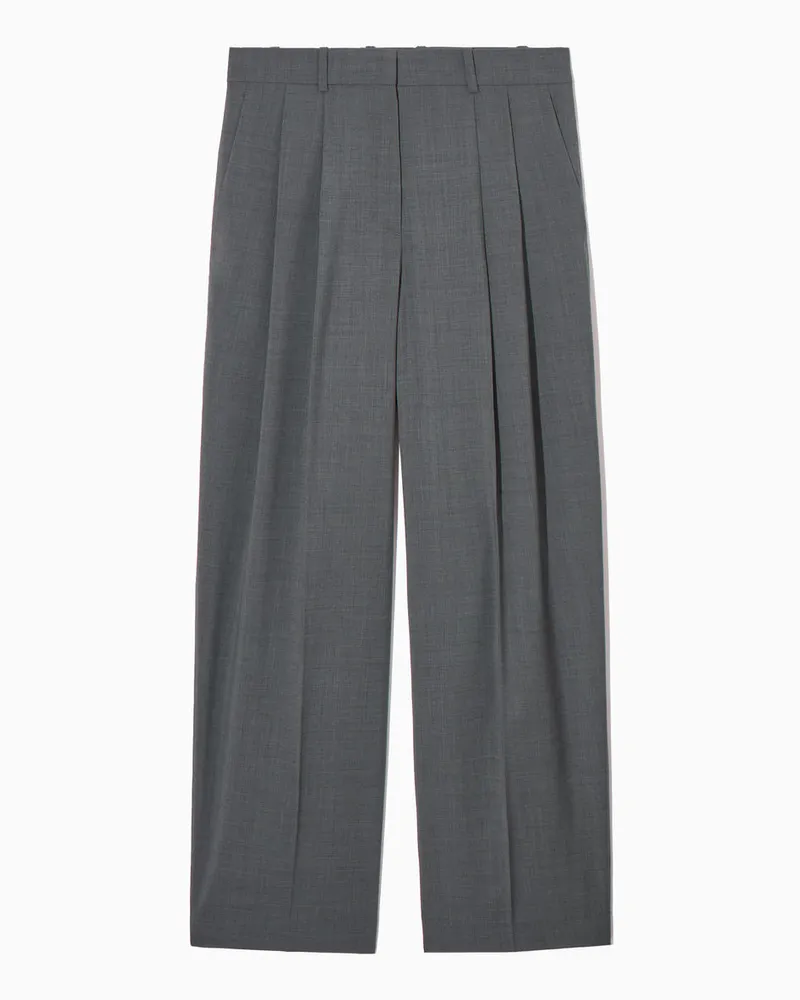 COS Lockere Elegante Wollhose Mit Weitem Bein Grau