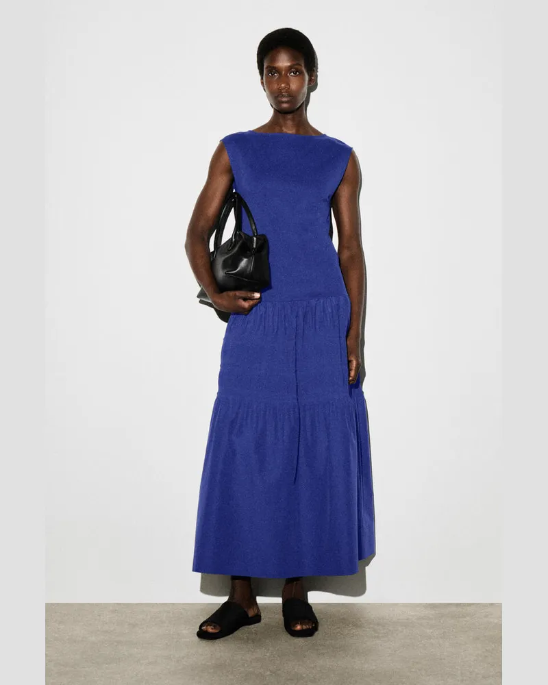 COS Gestuftes Midikleid Mit Raffungen Blau