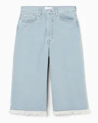 COS Lange Jeans-Shorts Mit Fransenkanten Hellblau