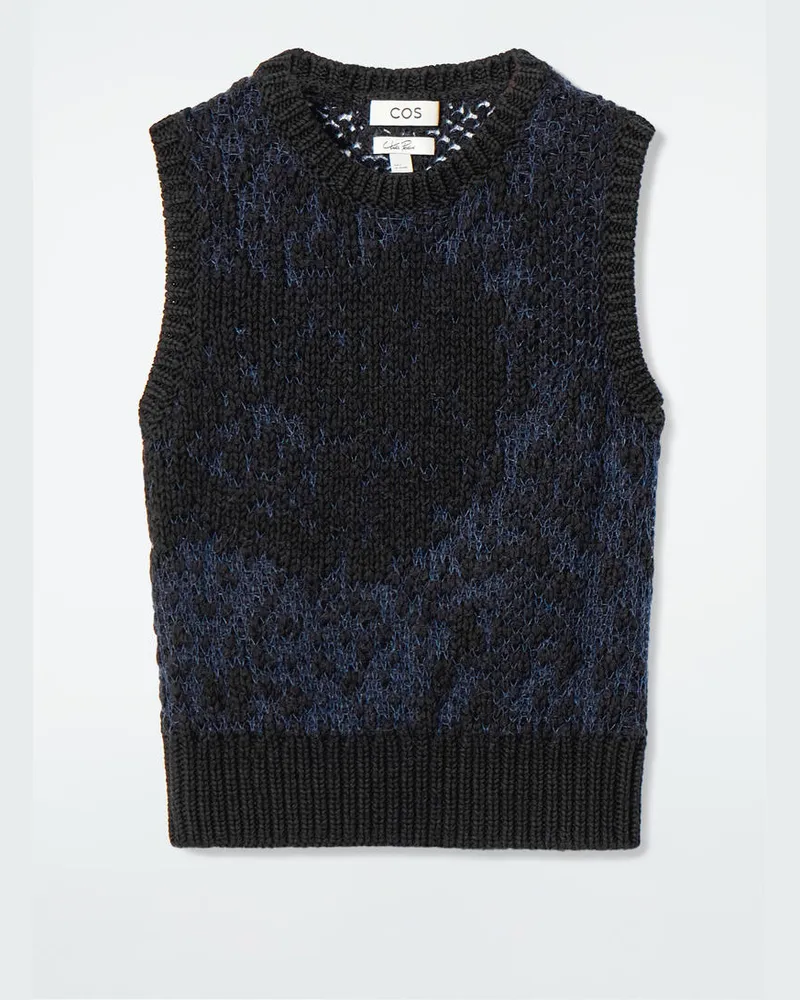 COS Grobstrick-Pullunder Mit Jacquard-Motiv Blau