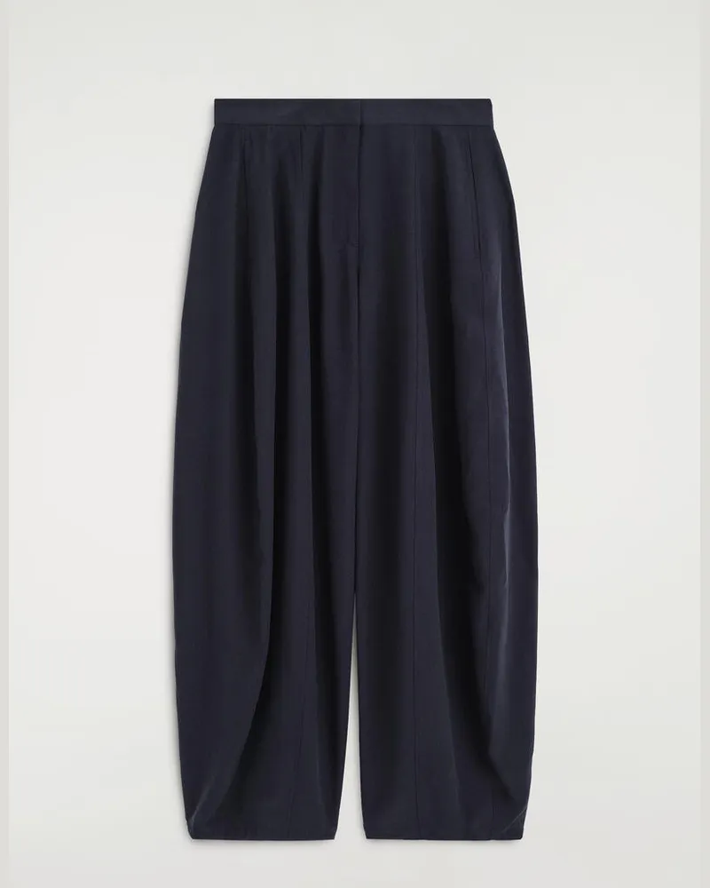 COS Fliessende Hose Mit Barrel-Bein Und Steppnähten Blau