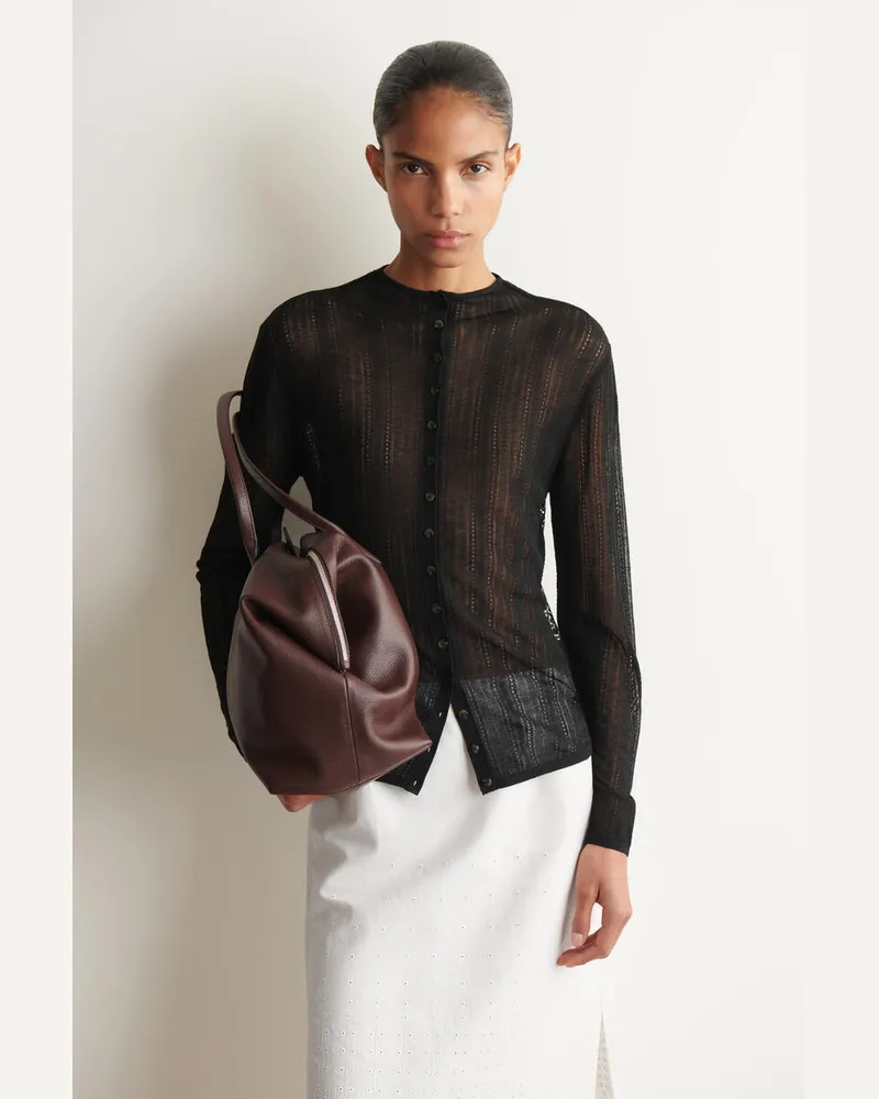 COS Strickjacke Mit Spitzen- Und Rautenmuster Schwarz