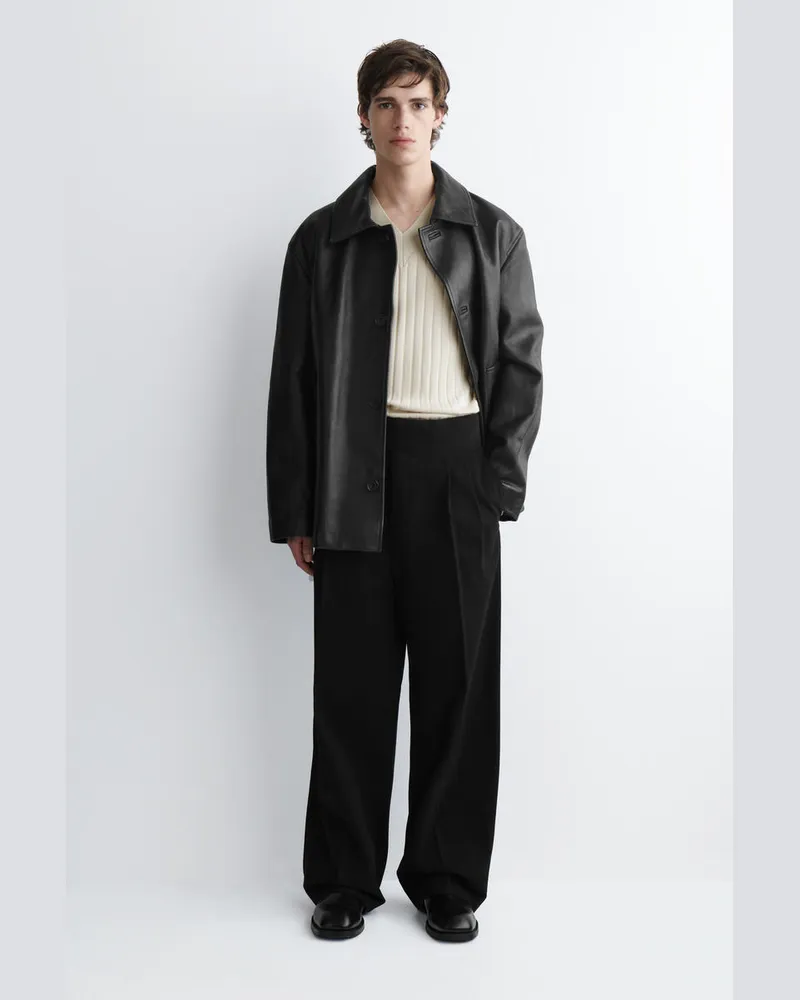 COS Hose Mit Weitem Bein, Falten Und Gürteldetail Schwarz