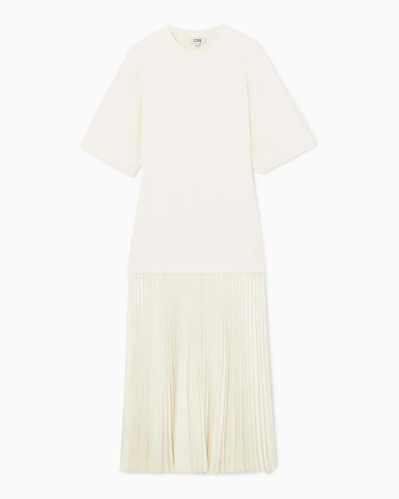 COS T-Shirt-Kleid Mit Plissiertem Rockteil Weiß