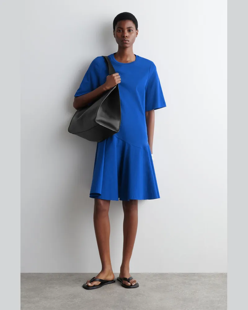 COS Asymmetrisches T-Shirt-Minikleid Blau