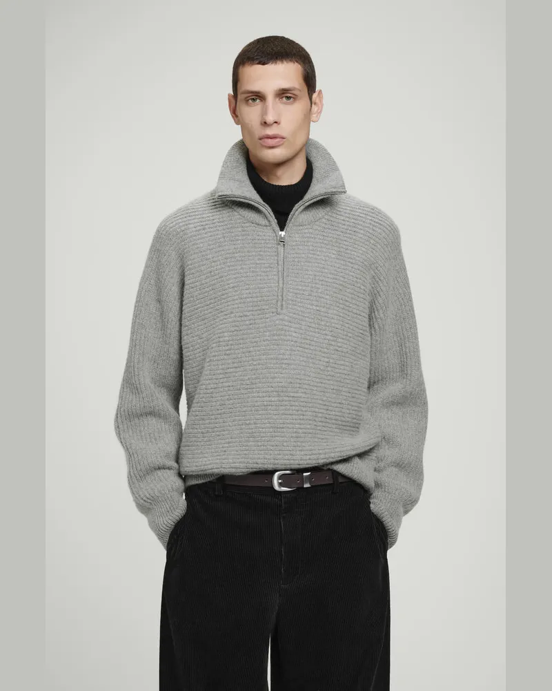 COS Oversized-Pullover Aus Alpakawolle Mit Stehkragen Grau