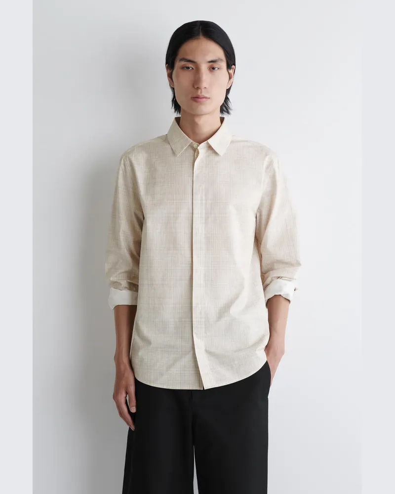 COS Kariertes Baumwollhemd Beige