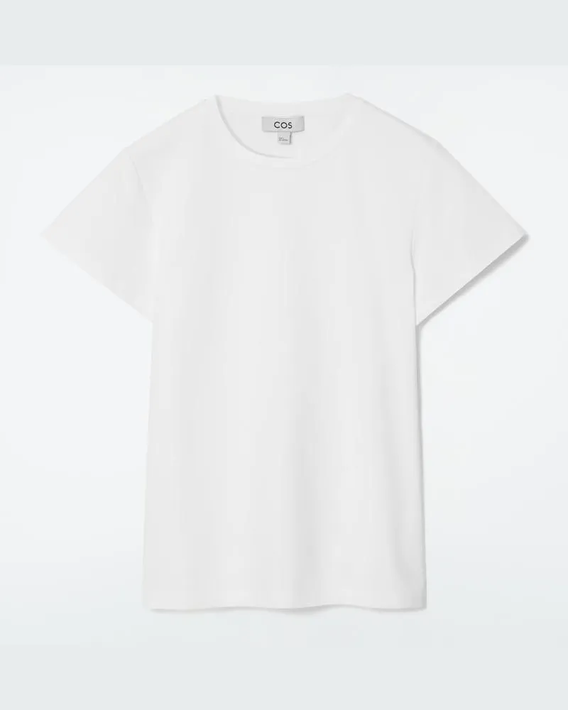 COS Leicht Verkürztes Schmal Geschnittenes T-Shirt Weiß