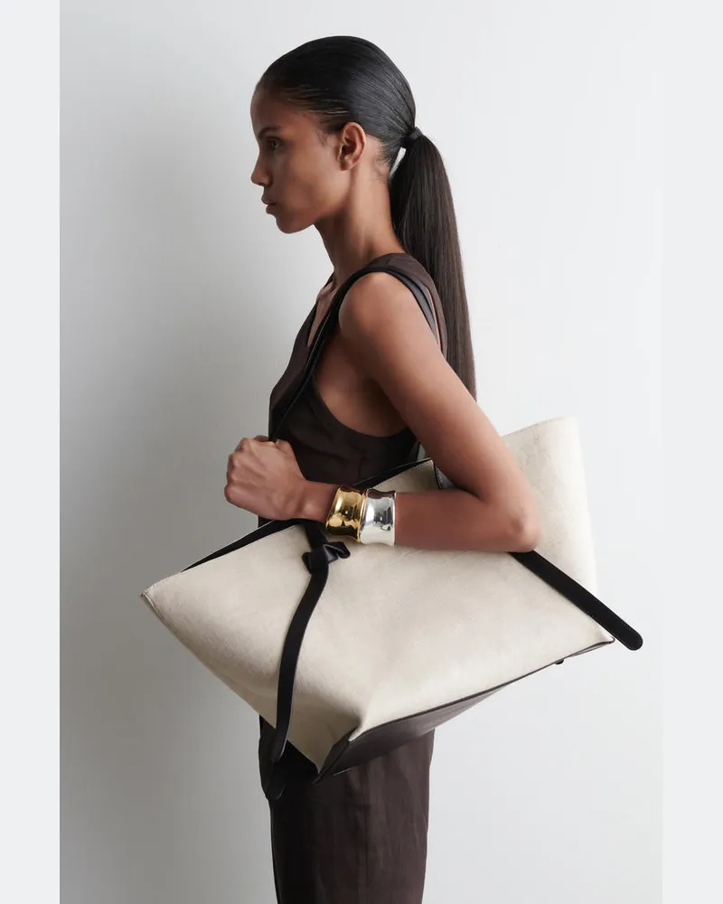 COS Pinch Tote Bag - Leinen Beige