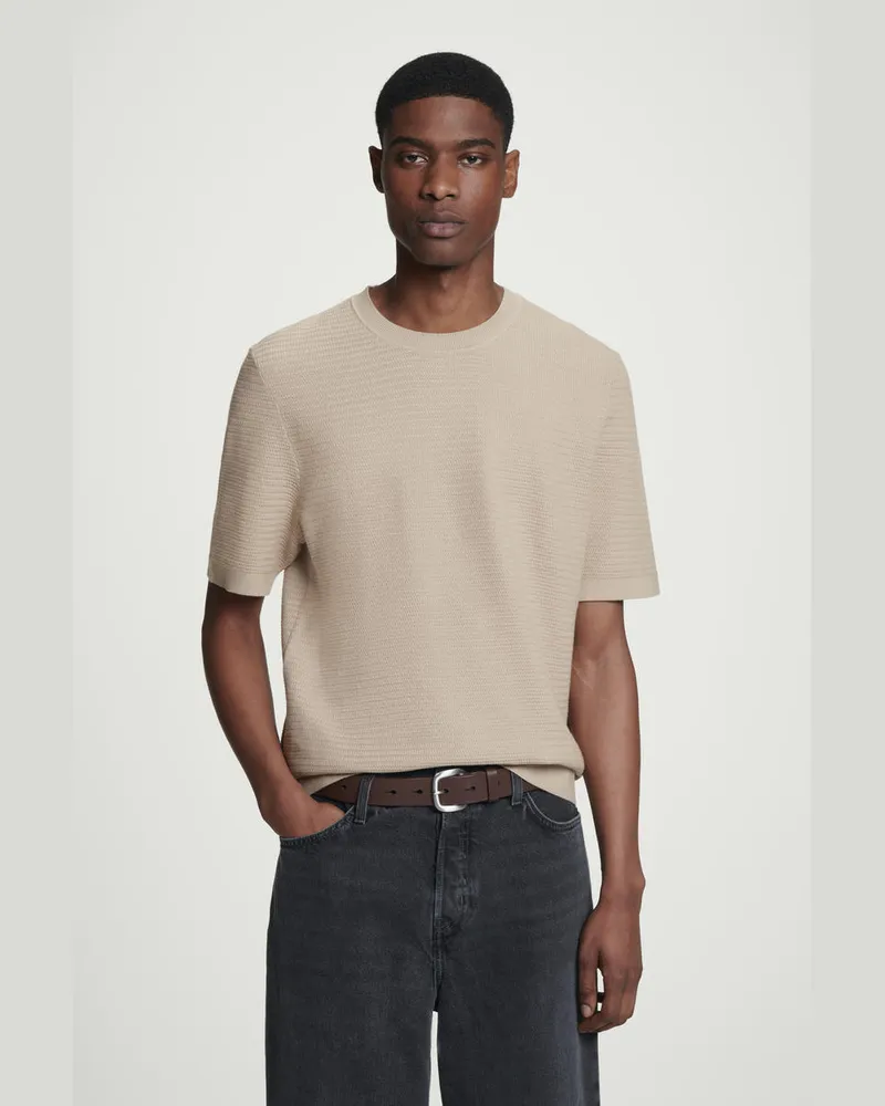 COS Strukturiertes T-Shirt Aus Baumwolle Beige