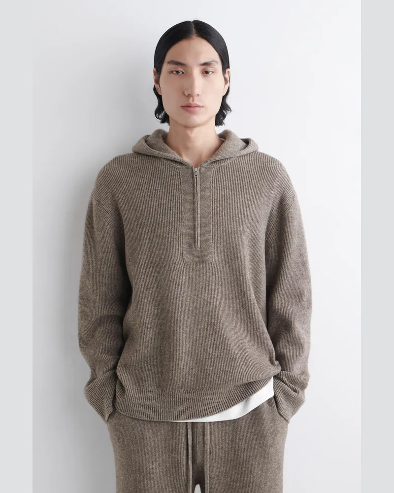 COS Gestrickter Kapuzenpullover Aus Merinowoll-Yak-Mix Beige