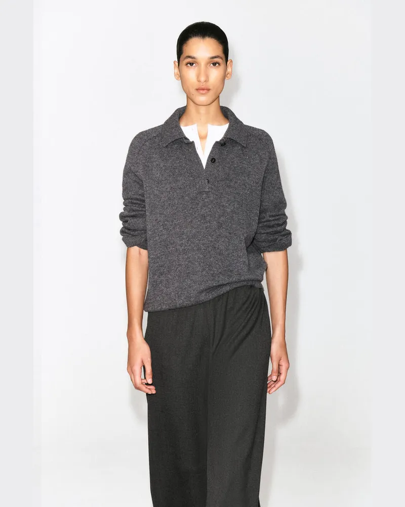 COS Poloshirt Aus Merinowolle Grau