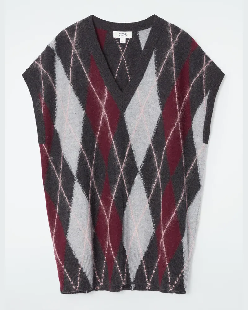 COS Wollpullunder Mit Argyle-Muster Grau