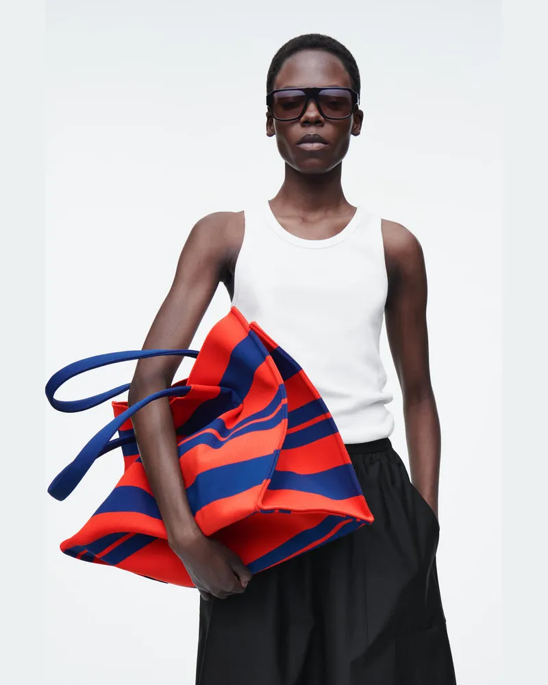 COS Gestreifte Tote Bag Rot