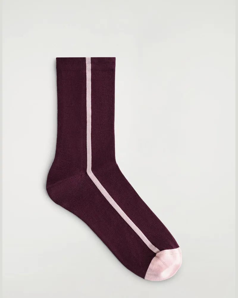 COS Gestreifte Socken Aus Baumwolle Rot