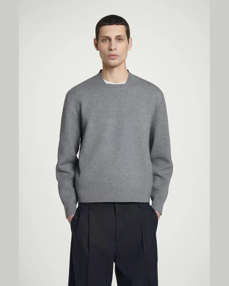 COS Strickpullover Aus Doubleface-Material Grau