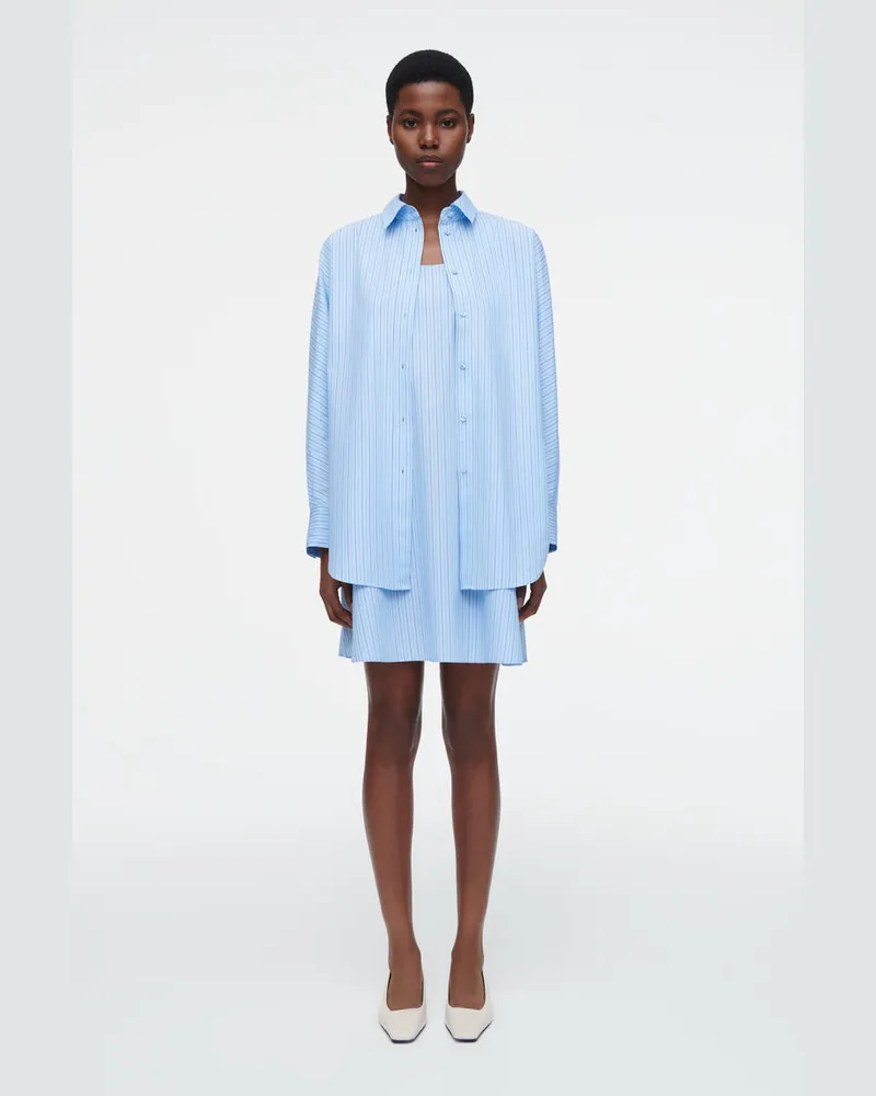 COS Mehrlagiges Hemdkleid Mit Streifen In Trapezform Blau