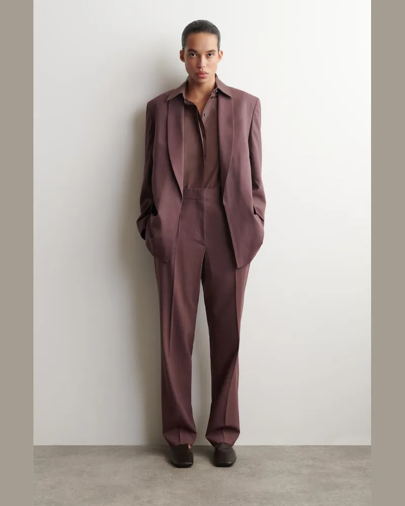 COS Elegante Hose Aus Wolle Mit Geradem Bein Braun