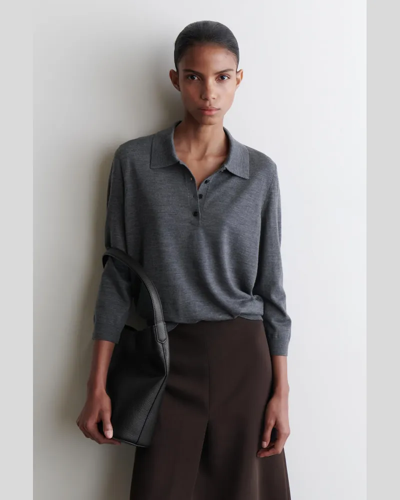 COS Polopullover Aus Merinowolle Grau