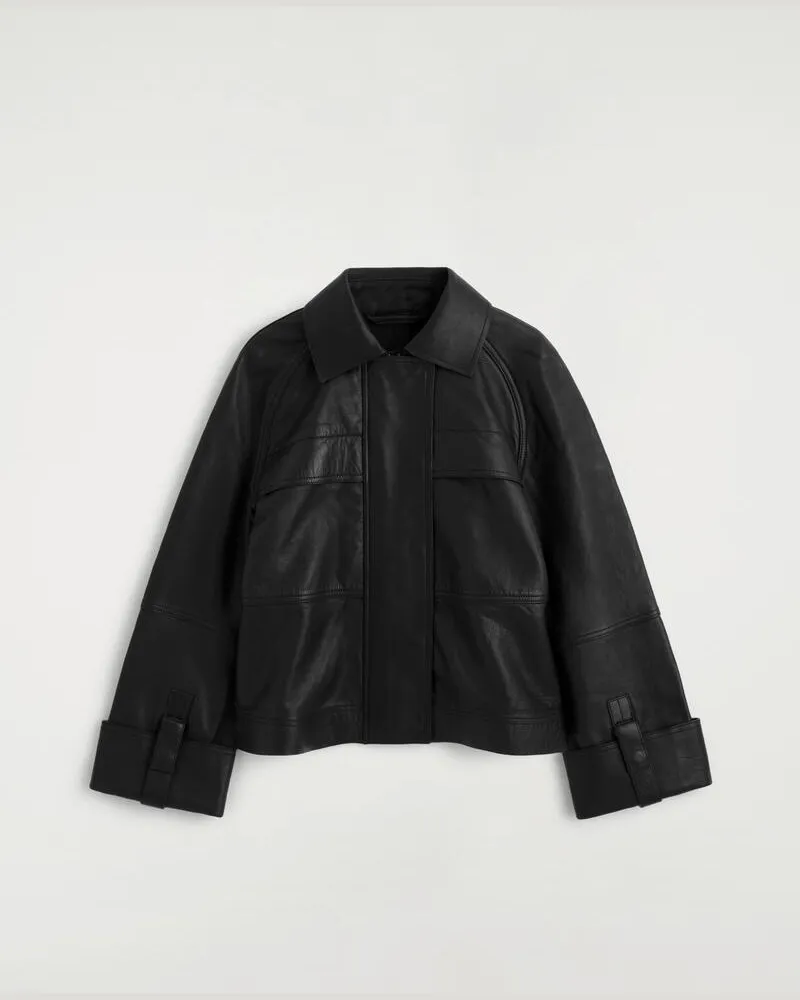 COS Lederjacke Im Workwear-Stil Schwarz