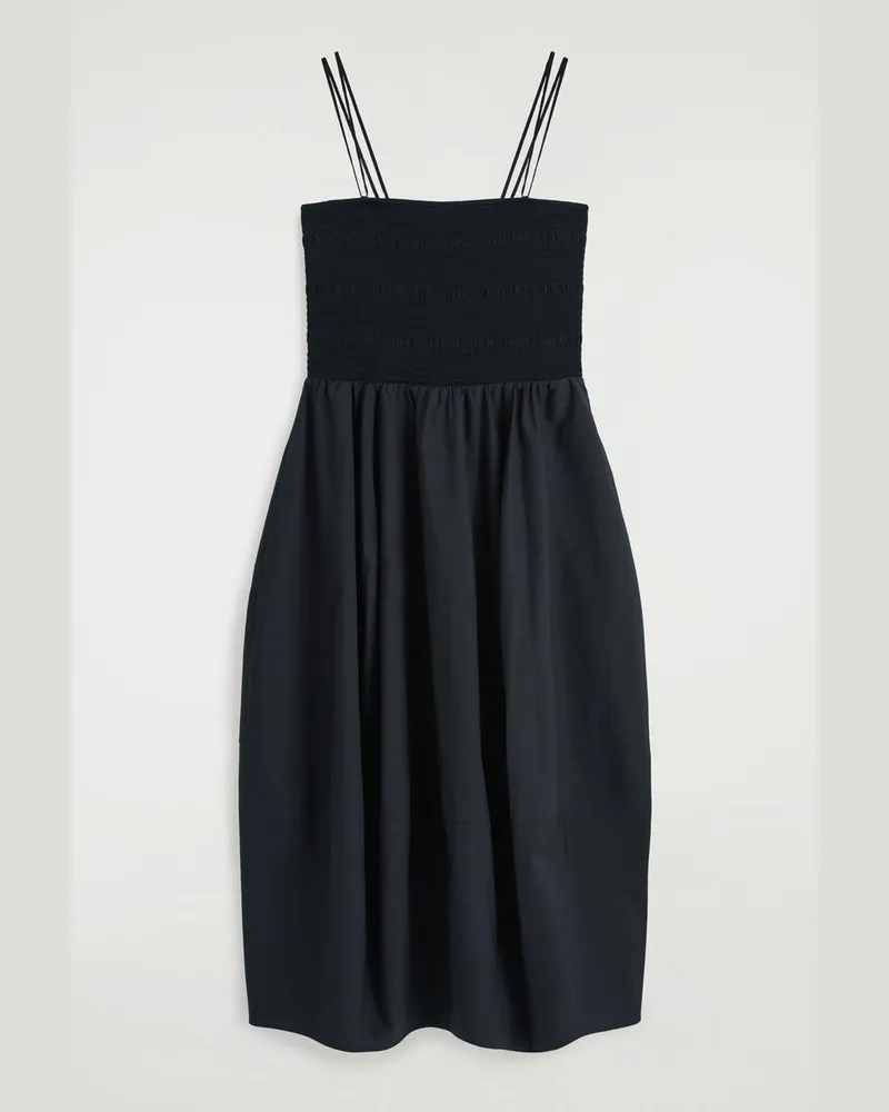 COS Smocked Midi Dress Blau