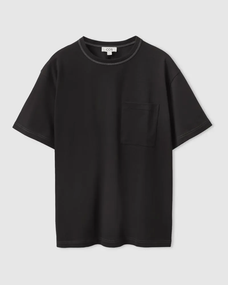 COS Lockeres, Schweres T-Shirt Schwarz