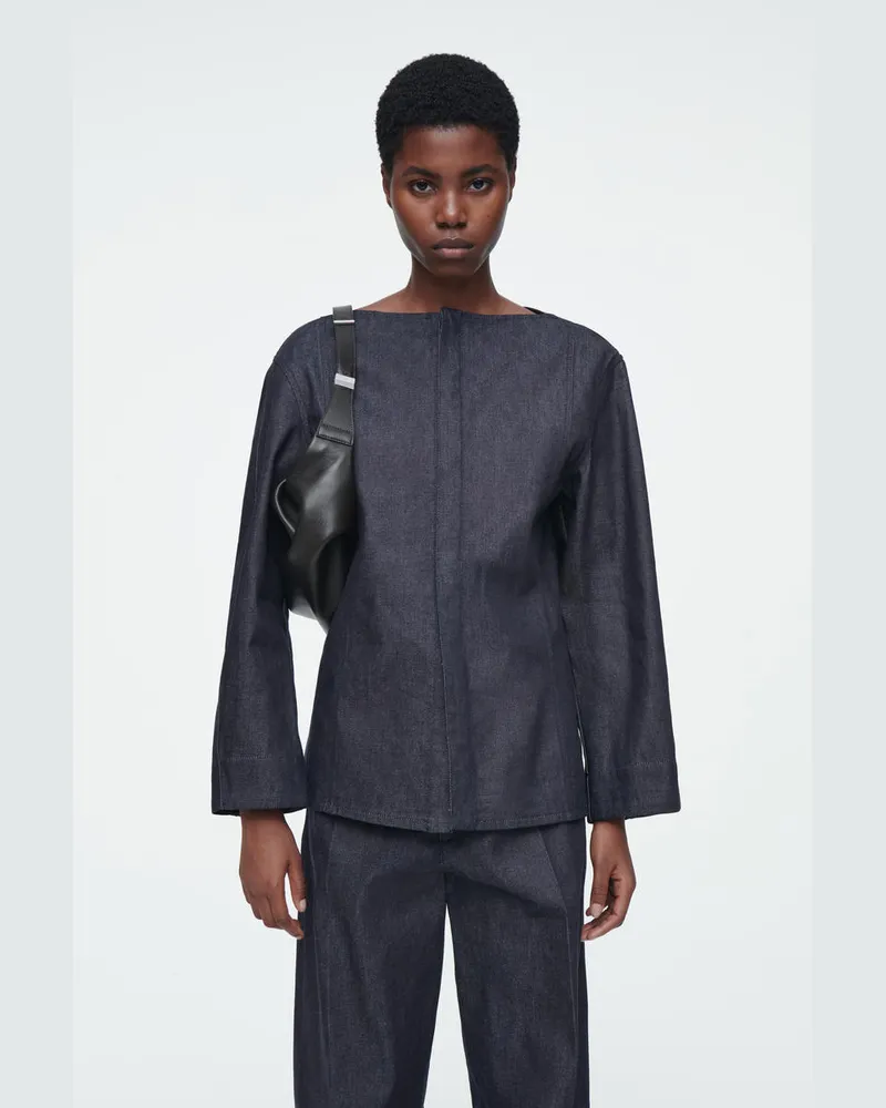 COS Das Hemd Aus Raw Denim Mit Geradem Ausschnitt Blau