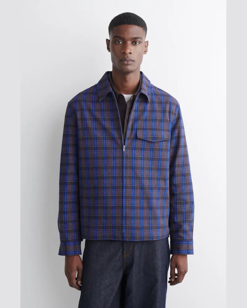 COS Hemdjacke Aus Baumwolle Mit Reissverschluss Blau