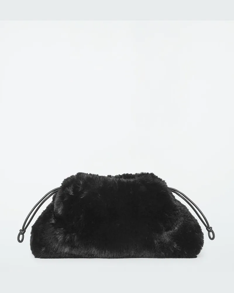 COS Cavatelli Clutch - Faux Fur Schwarz