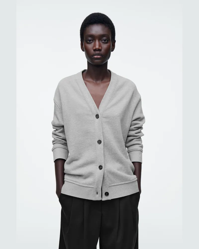 COS Strickjacke Aus Jersey Mit V-Ausschnitt Grau