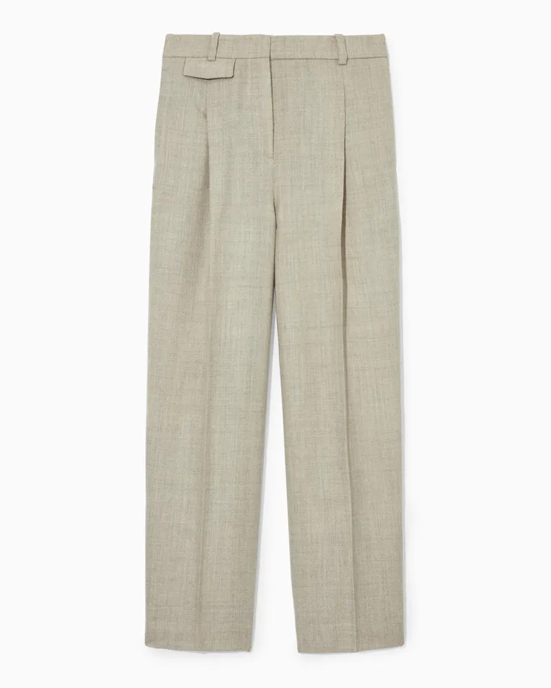 COS Wollhose Mit Weitem Bein Und Bügelfalten Beige