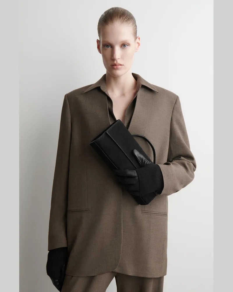COS Mehrlagige Lederhandschuhe Schwarz