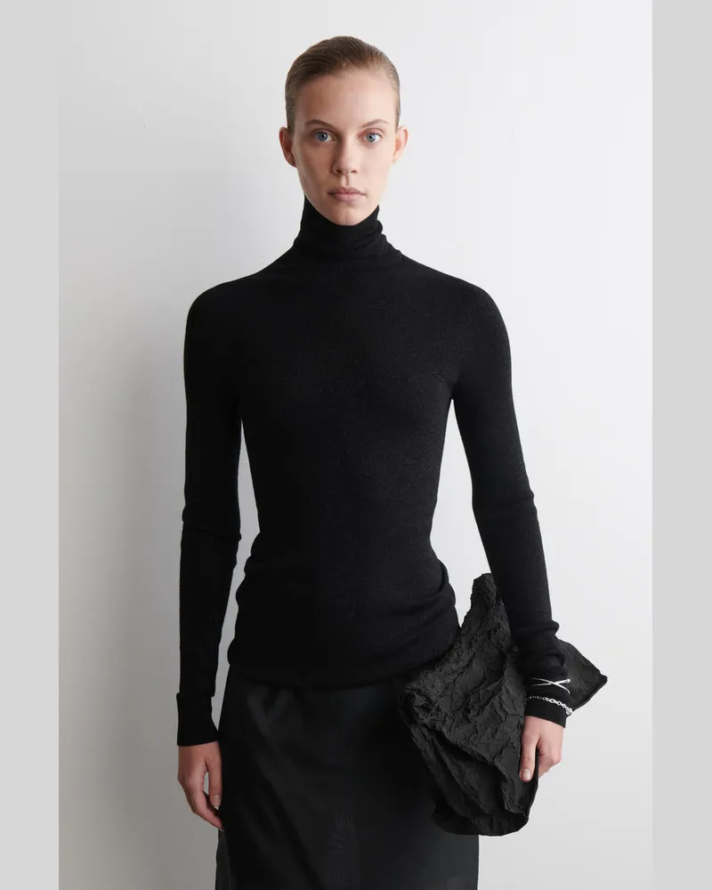 COS Nahtloses Glitzerndes Oberteil Aus Wolle Schwarz