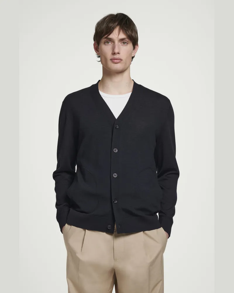 COS Strickjacke Aus Merinowolle Mit V-Ausschnitt Blau