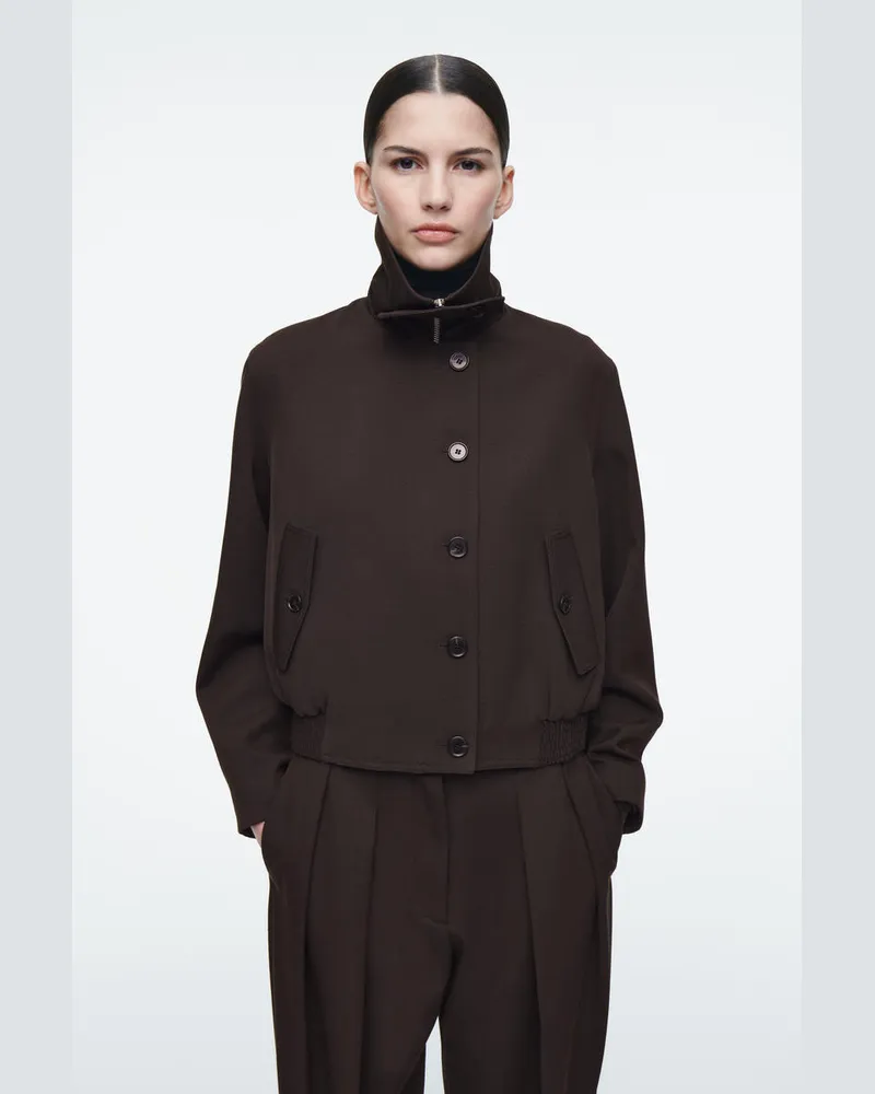 COS Oversized-Jacke Aus Woll-Mix Mit Stehkragen Braun