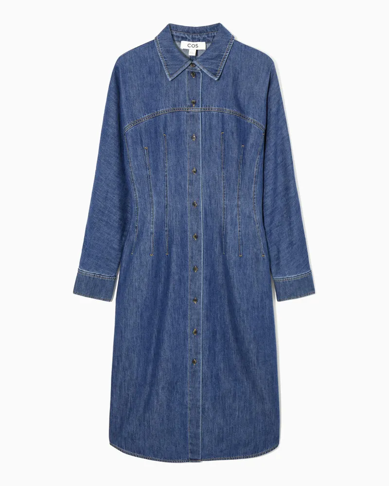 COS Oversized-Hemdblusenkleid Aus Denim Blau
