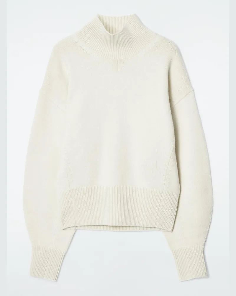 COS Taillierter Wollpullover Mit Stehkragen Beige