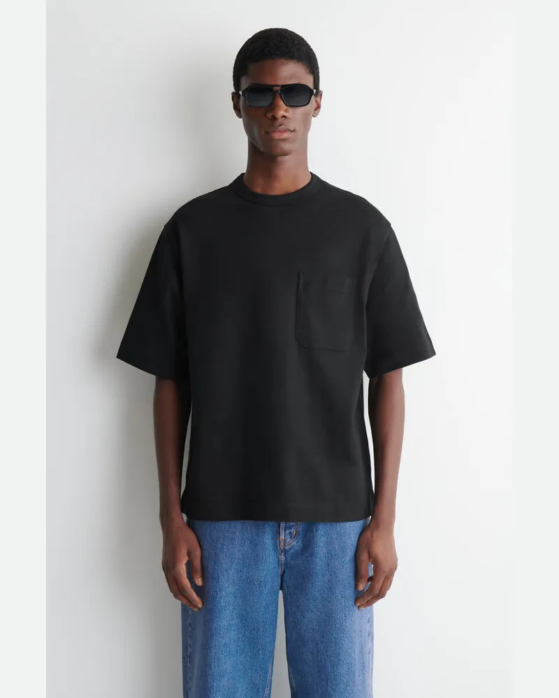 COS Gewichtiges Oversized-T-Shirt Schwarz