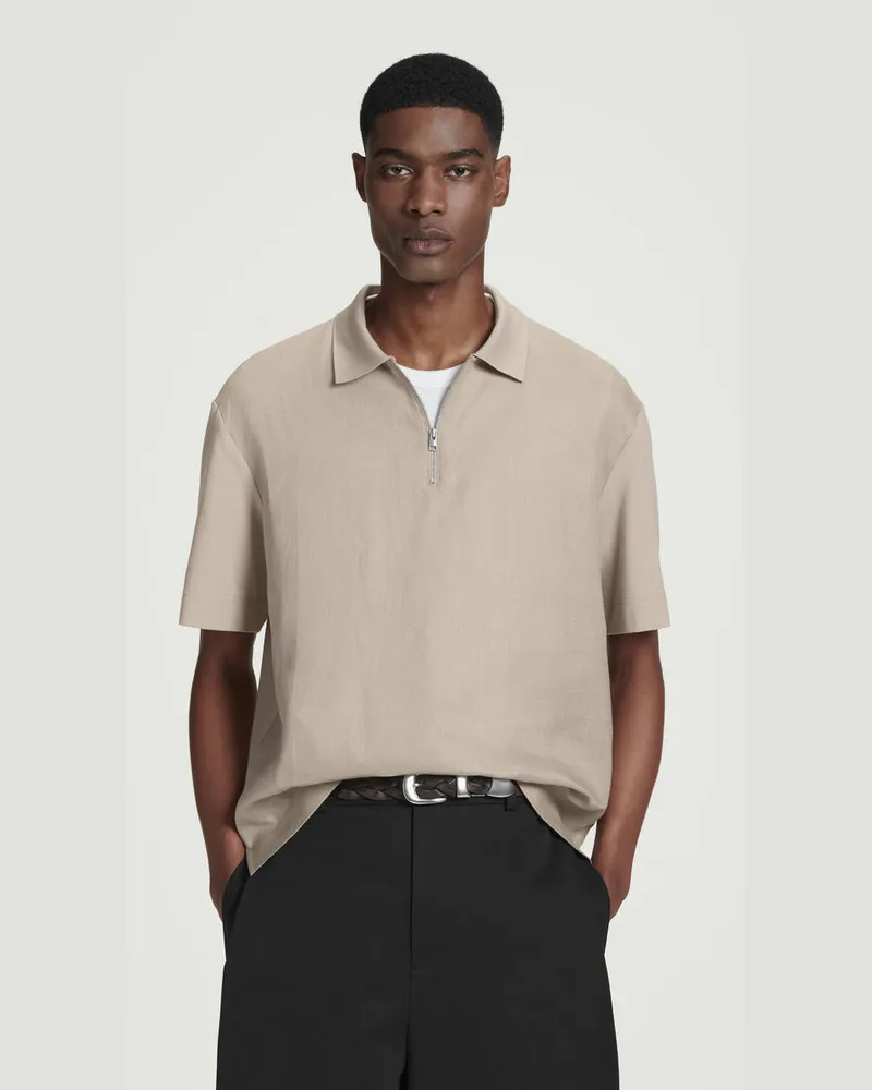 COS Poloshirt Aus Leinen Mit Kontrasteinsatz Beige