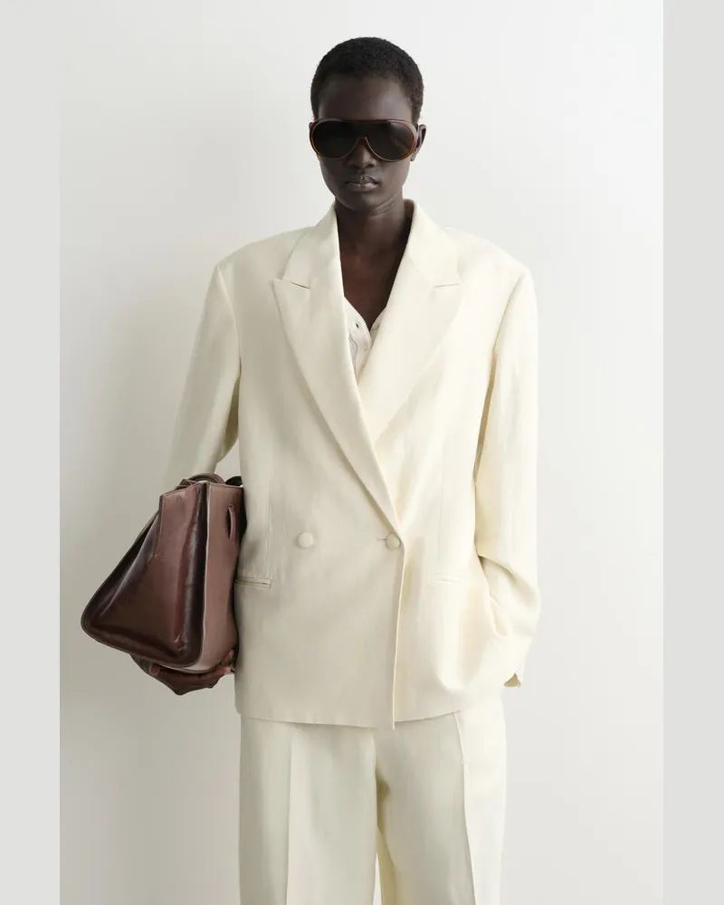 COS Smoking-Blazer Aus Leinen-Mix Weiß