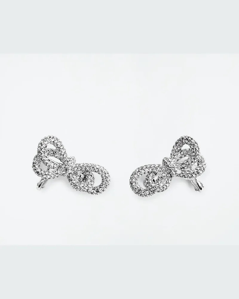 COS Schleifenohrringe Mit Kristallen Silberfarben